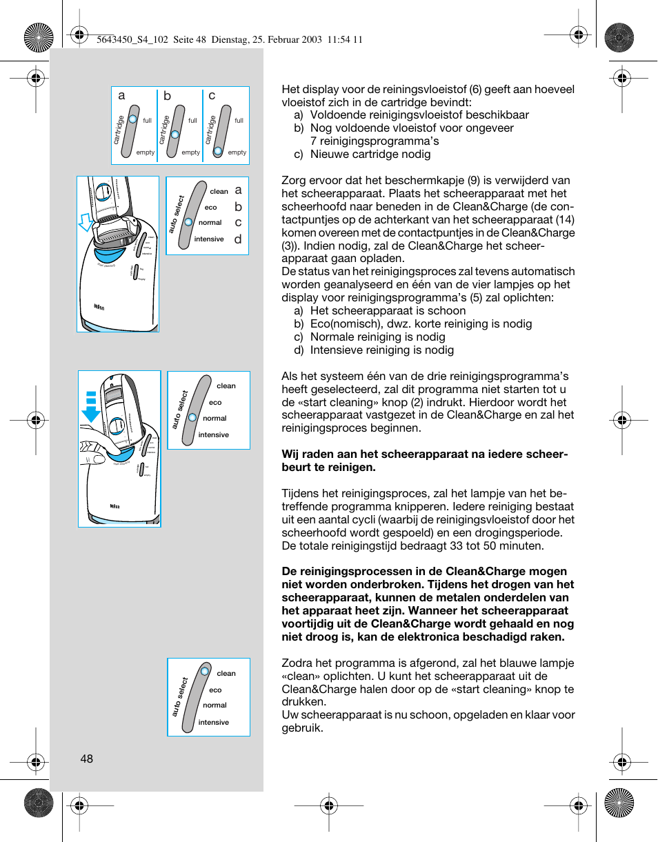 Ab c, Ab c d | Braun Clean & Charge (Activator) User Manual | Page 48 / 99