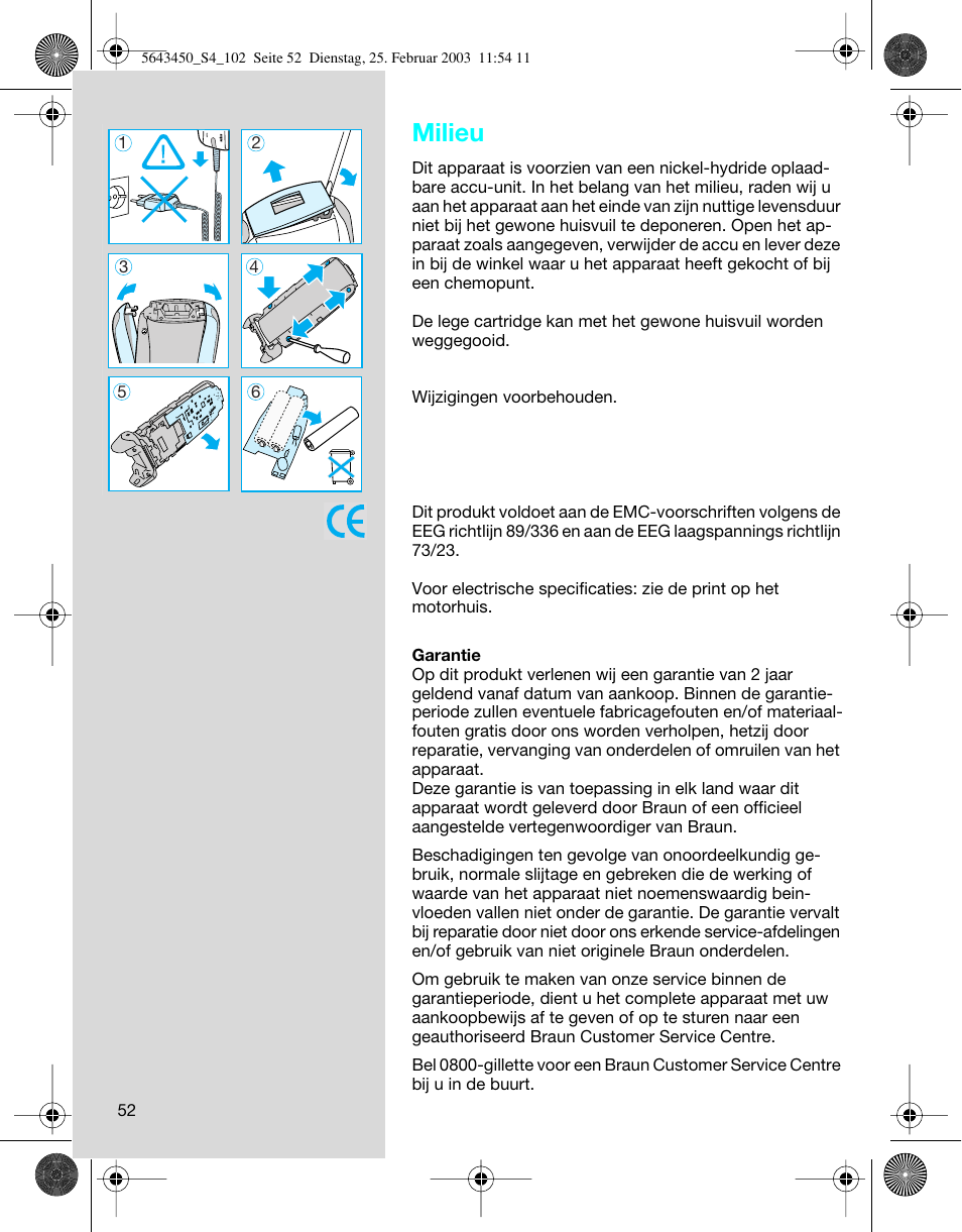 Milieu | Braun Clean & Charge (Activator) User Manual | Page 52 / 99