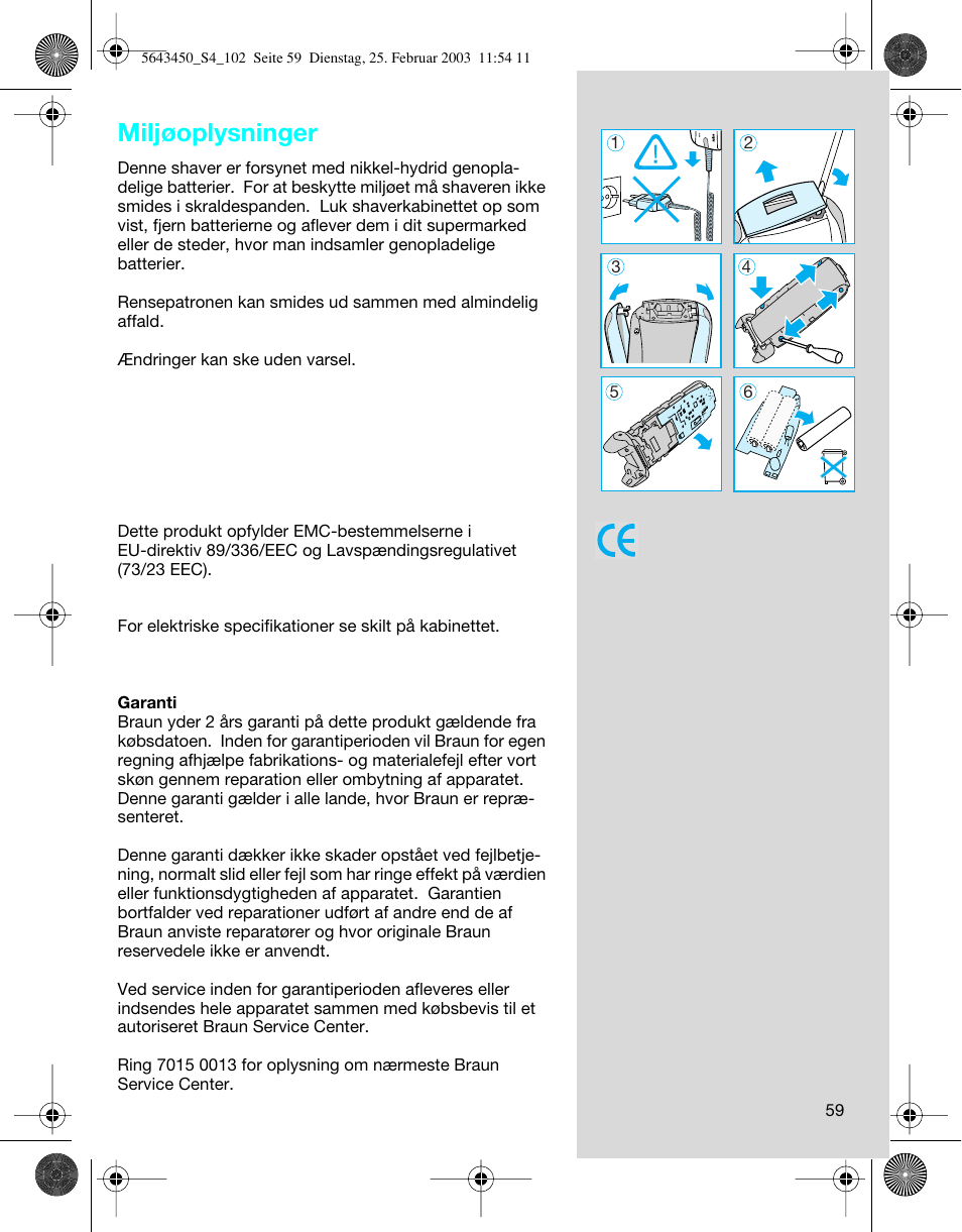 Miljøoplysninger | Braun Clean & Charge (Activator) User Manual | Page 59 / 99