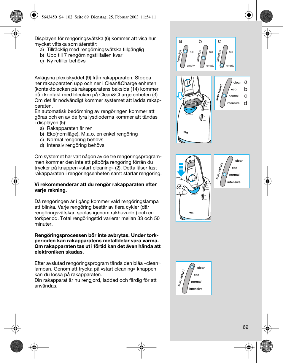 Ab c, Ab c d | Braun Clean & Charge (Activator) User Manual | Page 69 / 99