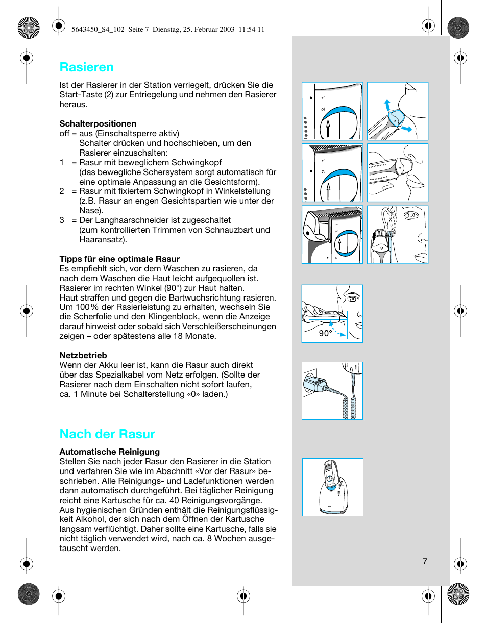 Rasieren, Nach der rasur | Braun Clean & Charge (Activator) User Manual | Page 7 / 99