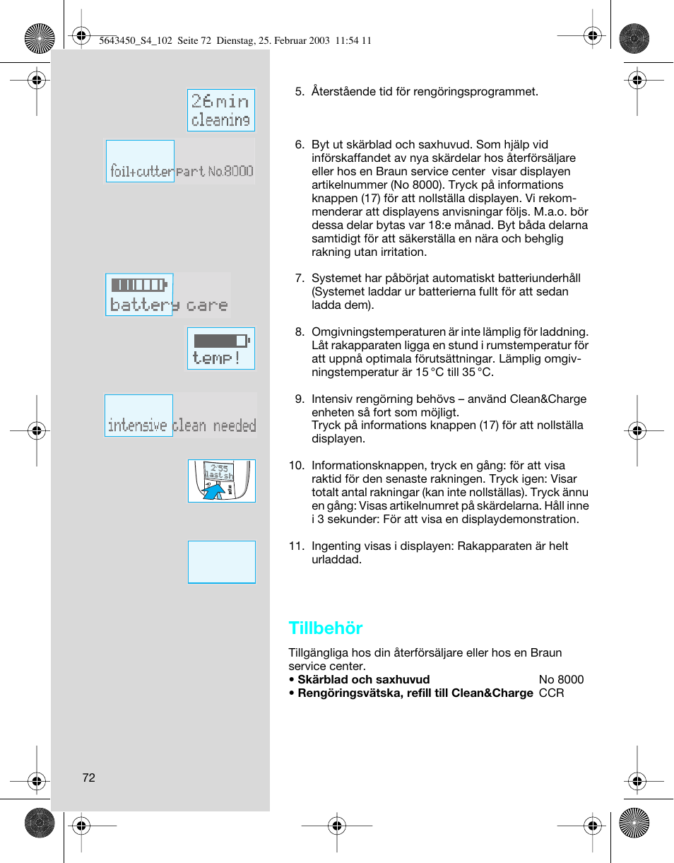 Tillbehör | Braun Clean & Charge (Activator) User Manual | Page 72 / 99