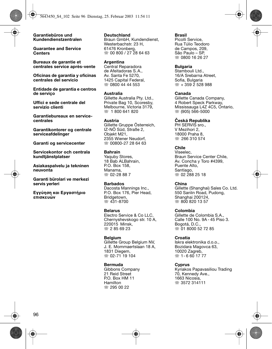 Braun Clean & Charge (Activator) User Manual | Page 96 / 99
