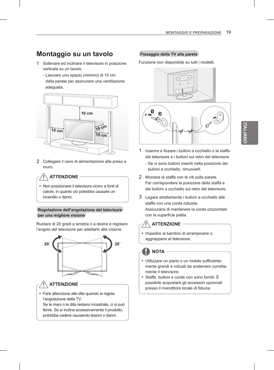 Montaggio su un tavolo | LG 47LM960V User Manual | Page 109 / 262