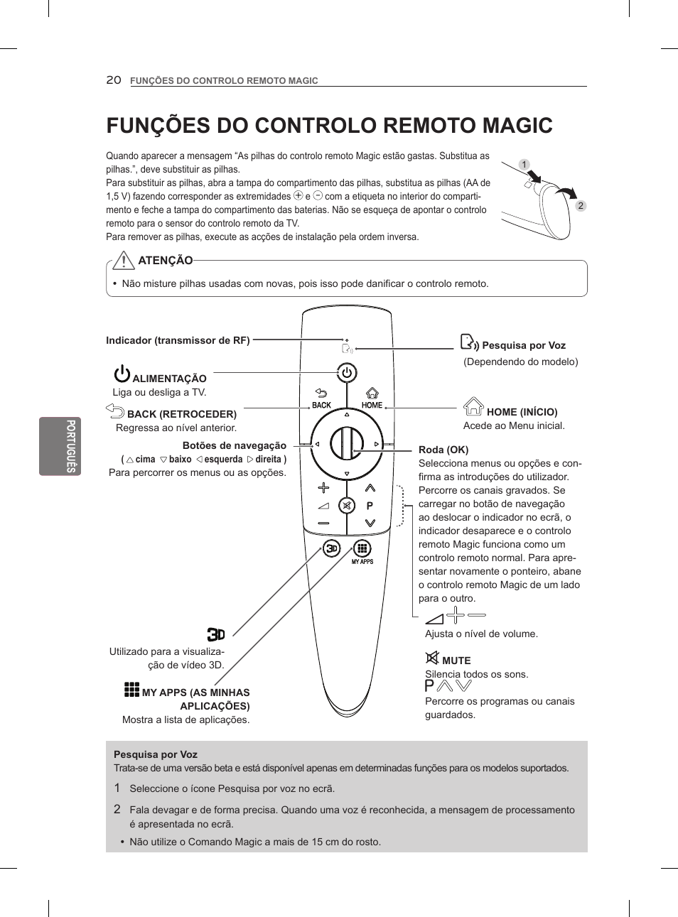 Funções do controlo remoto magic | LG 47LM960V User Manual | Page 168 / 262