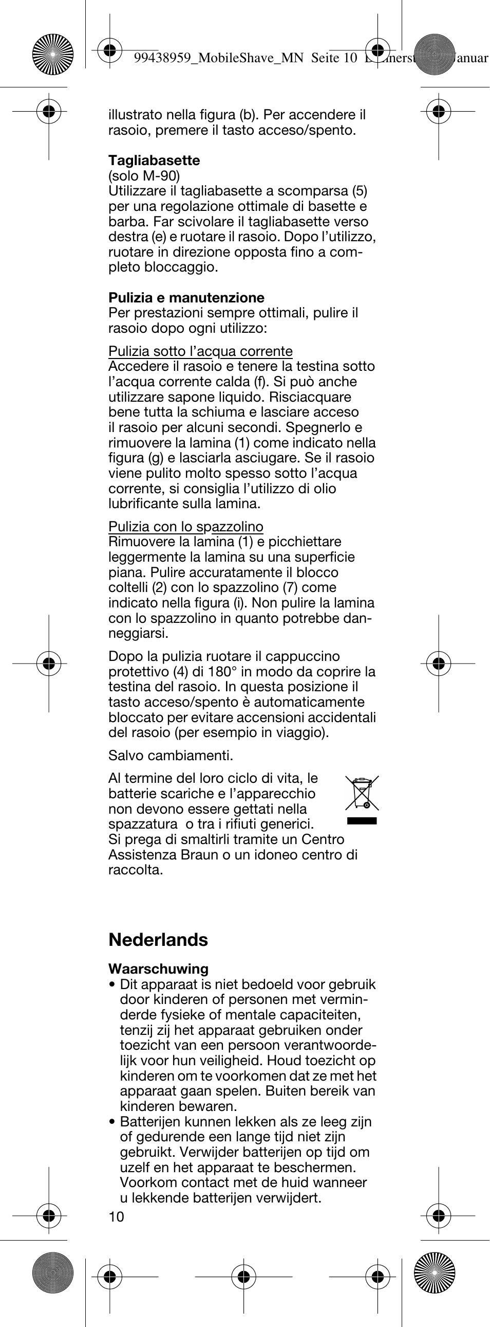 Nederlands | Braun M-30 MobileShave  EU User Manual | Page 10 / 28