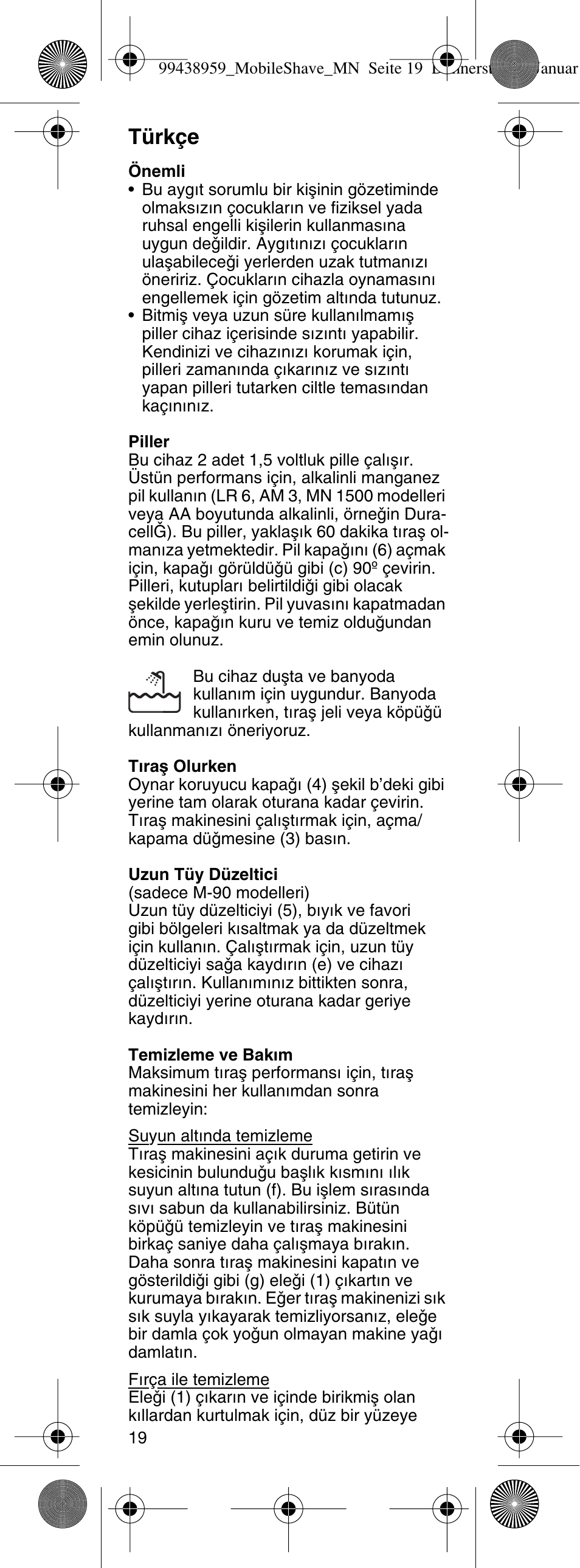 Türkçe | Braun M-30 MobileShave  EU User Manual | Page 19 / 28