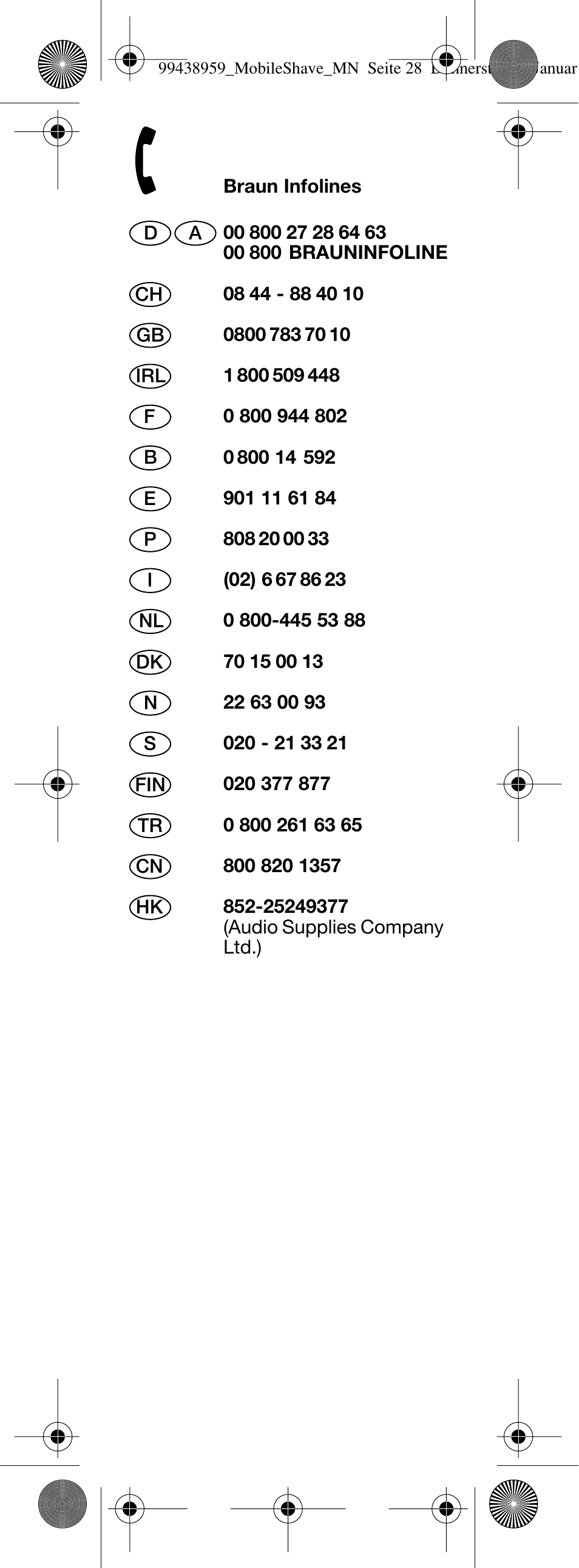 Braun M-30 MobileShave  EU User Manual | Page 28 / 28