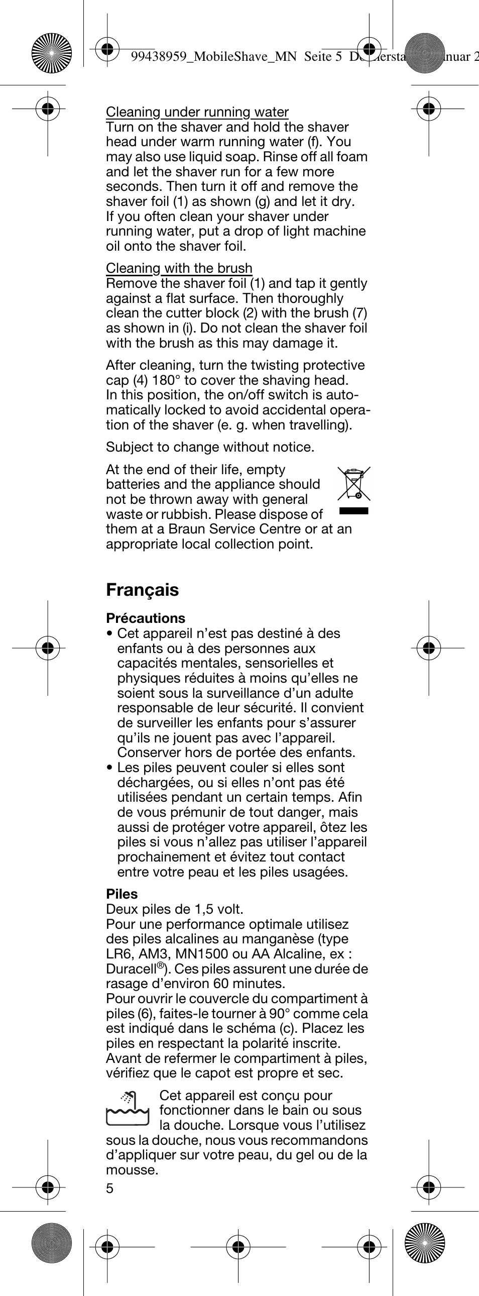 Français | Braun M-30 MobileShave  EU User Manual | Page 5 / 28