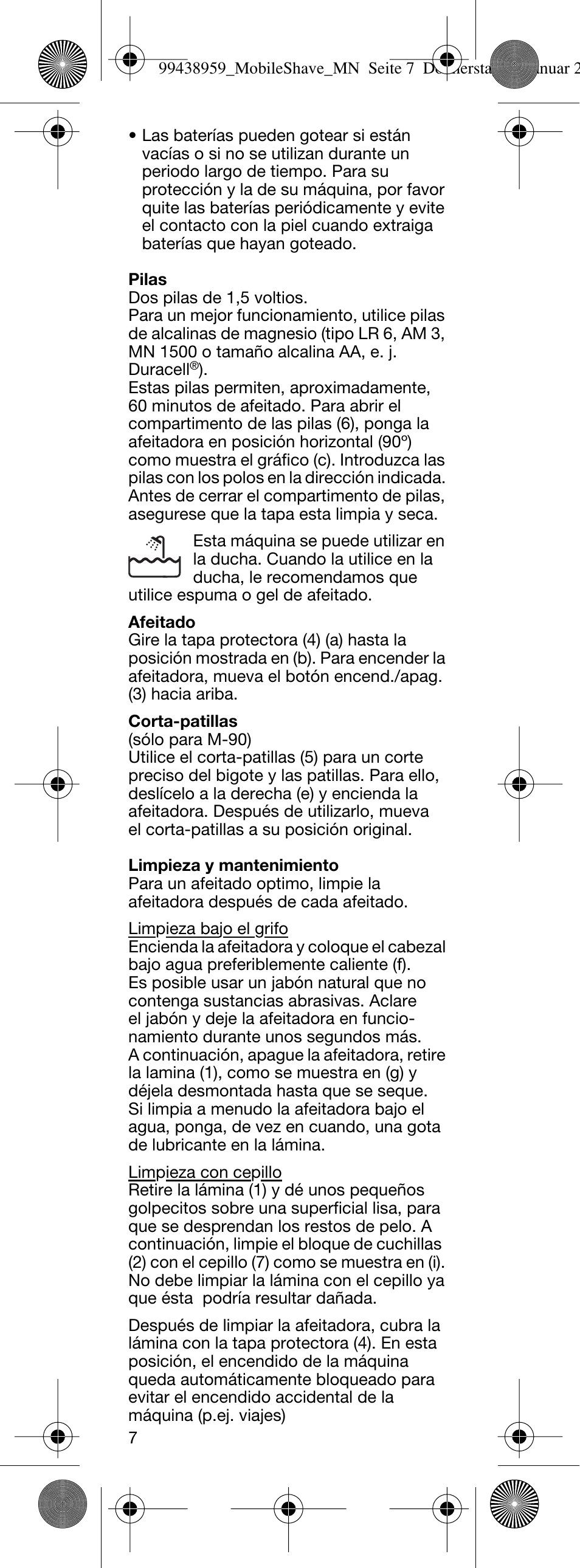 Braun M-30 MobileShave  EU User Manual | Page 7 / 28