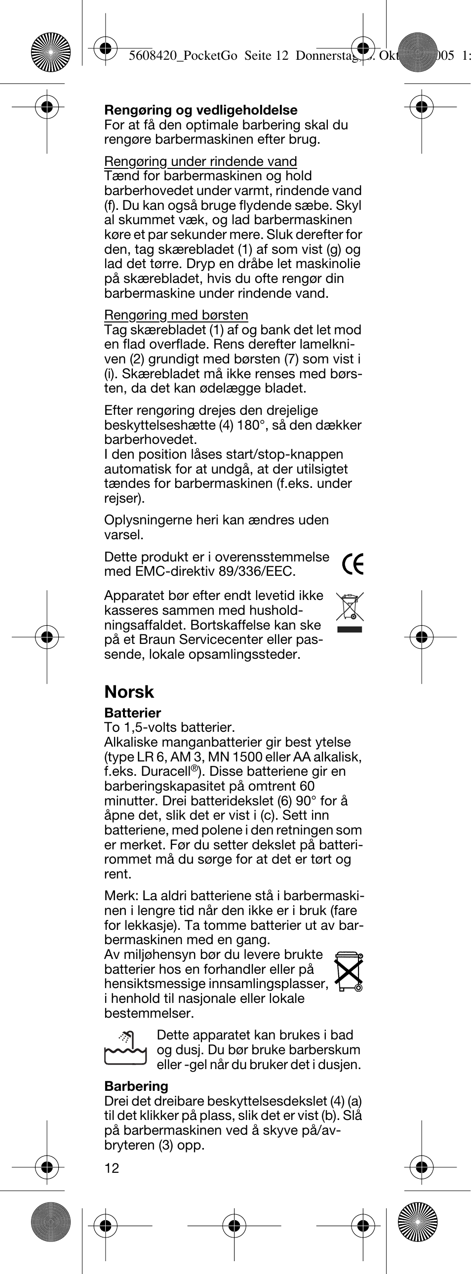 Norsk | Braun 555 PocketGo User Manual | Page 13 / 26