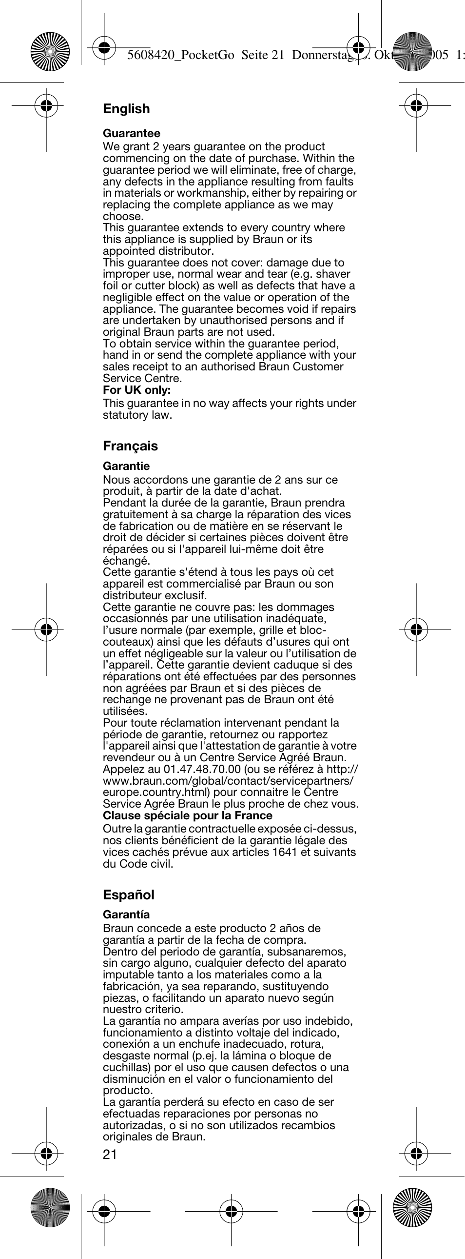 Braun 555 PocketGo User Manual | Page 20 / 26