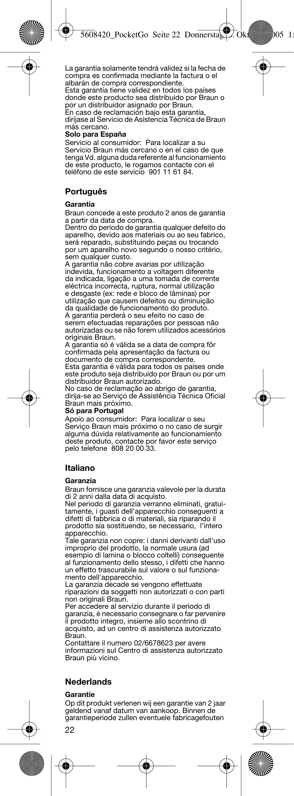 Braun 555 PocketGo User Manual | Page 21 / 26