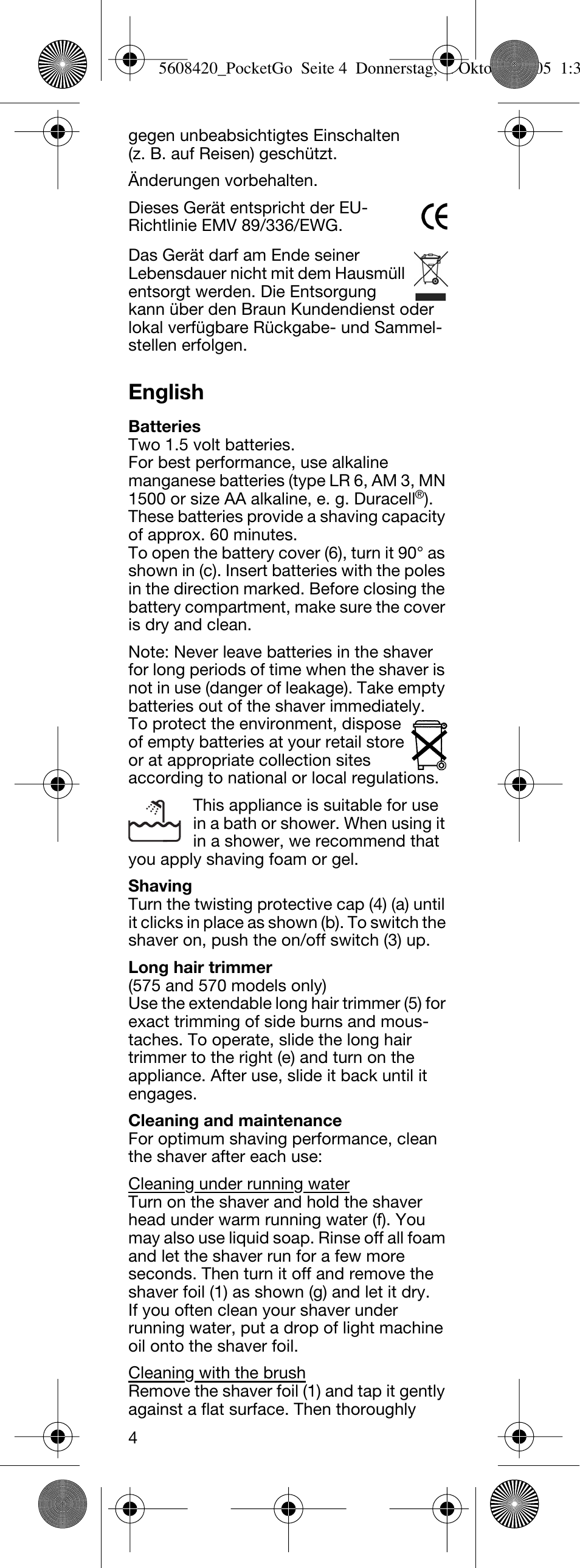 English | Braun 555 PocketGo User Manual | Page 5 / 26