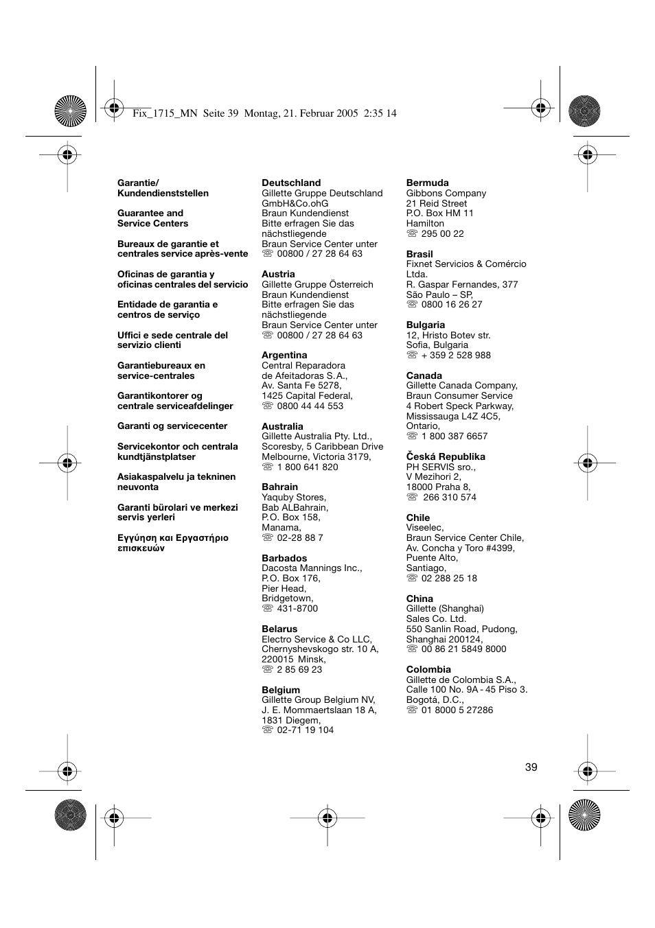 Braun 1715 Series 1 User Manual | Page 38 / 41