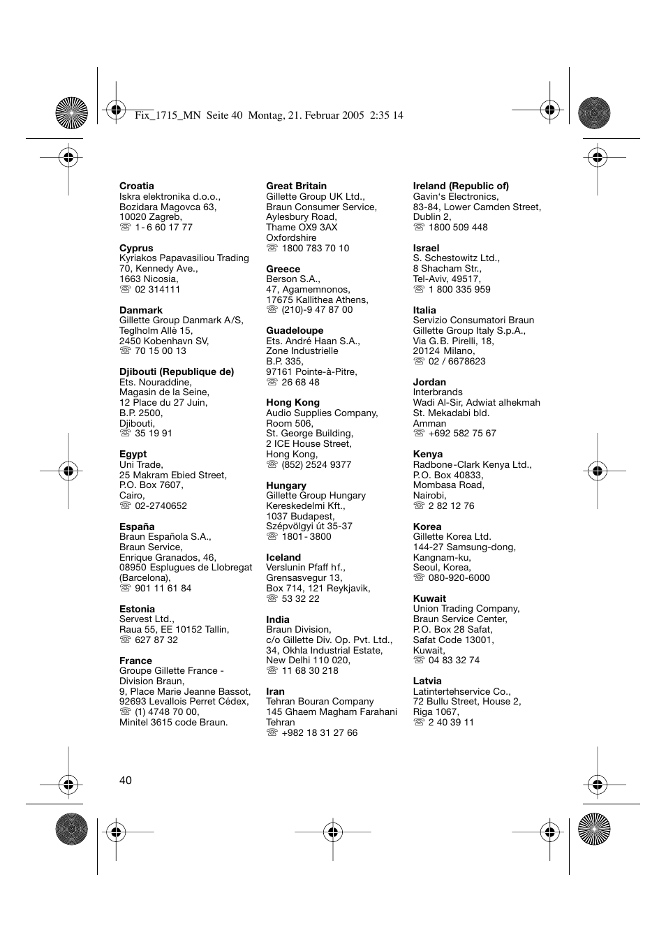 Braun 1715 Series 1 User Manual | Page 39 / 41