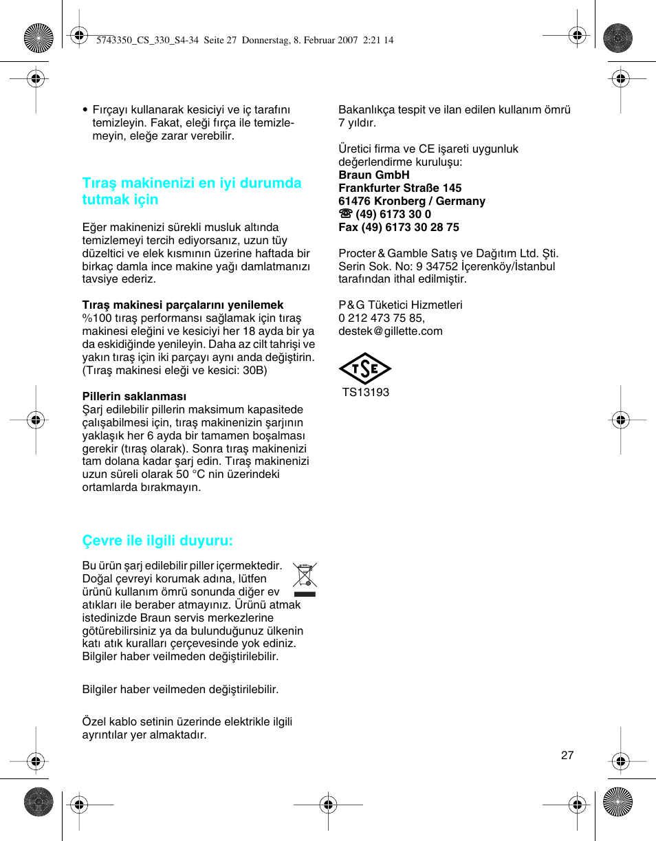 Braun 330-5743 Series 3 User Manual | Page 27 / 33