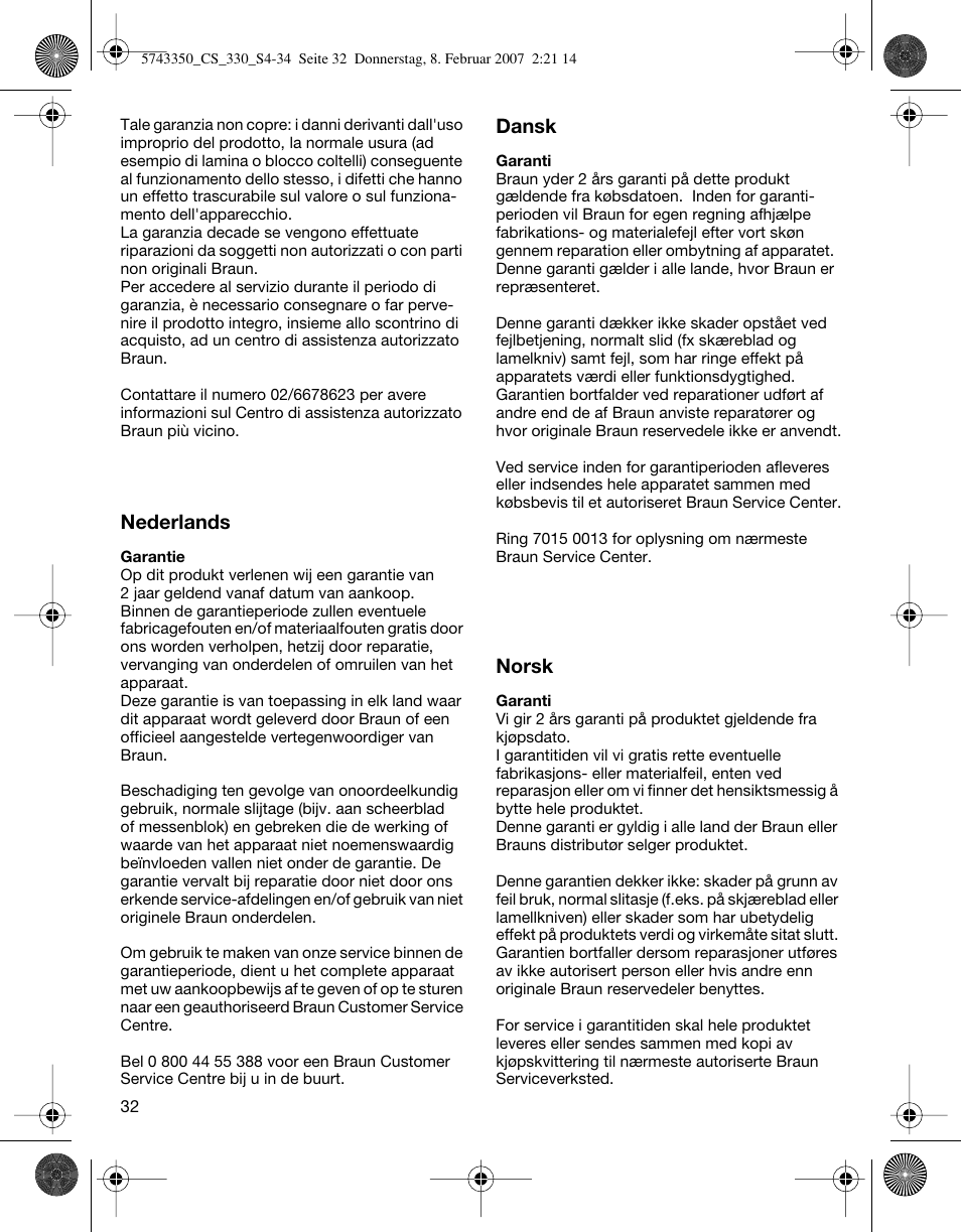 Braun 330-5743 Series 3 User Manual | Page 32 / 33