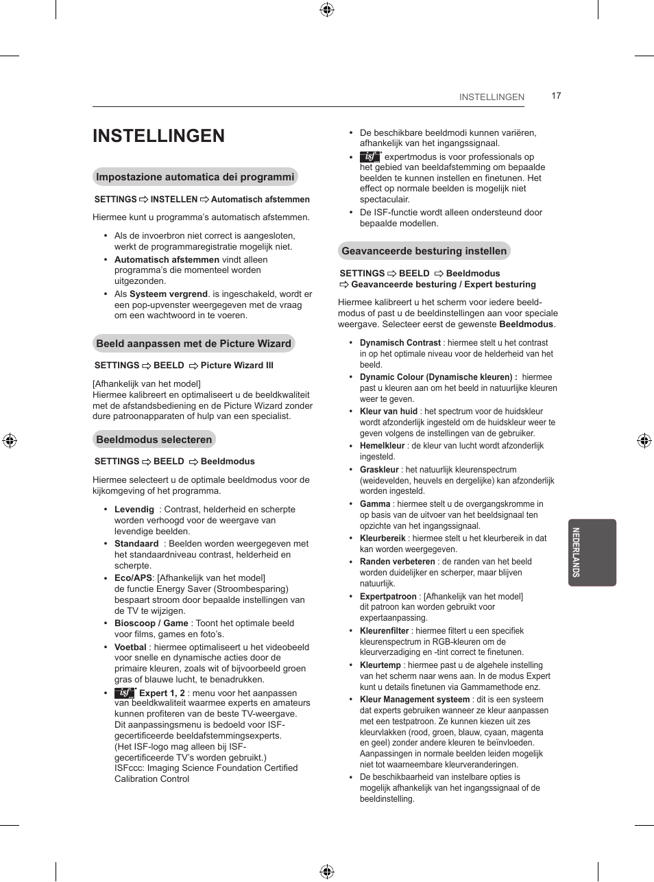 Instellingen | LG 28LB457B User Manual | Page 174 / 231