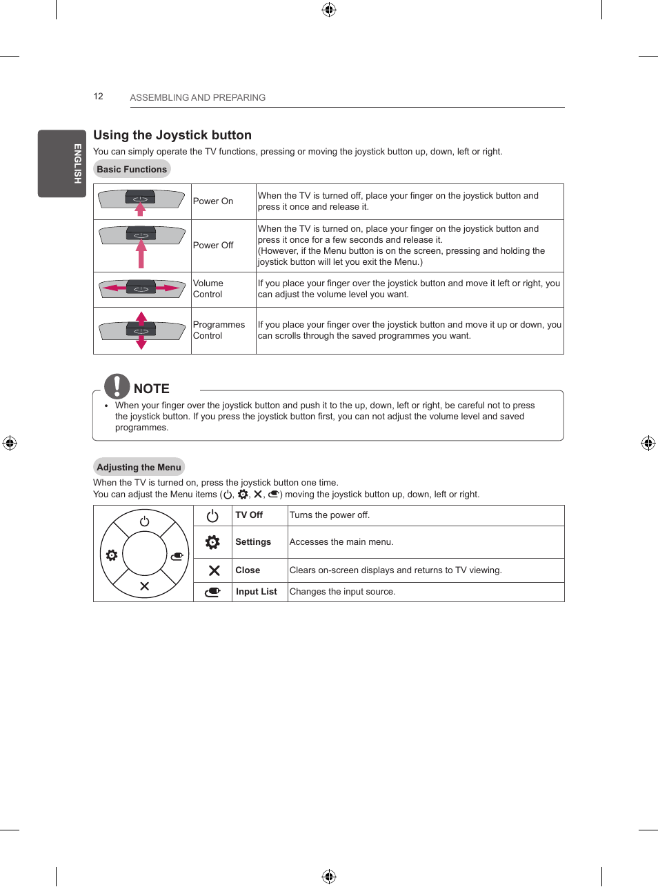 Using the joystick button | LG 28LB457B User Manual | Page 33 / 231