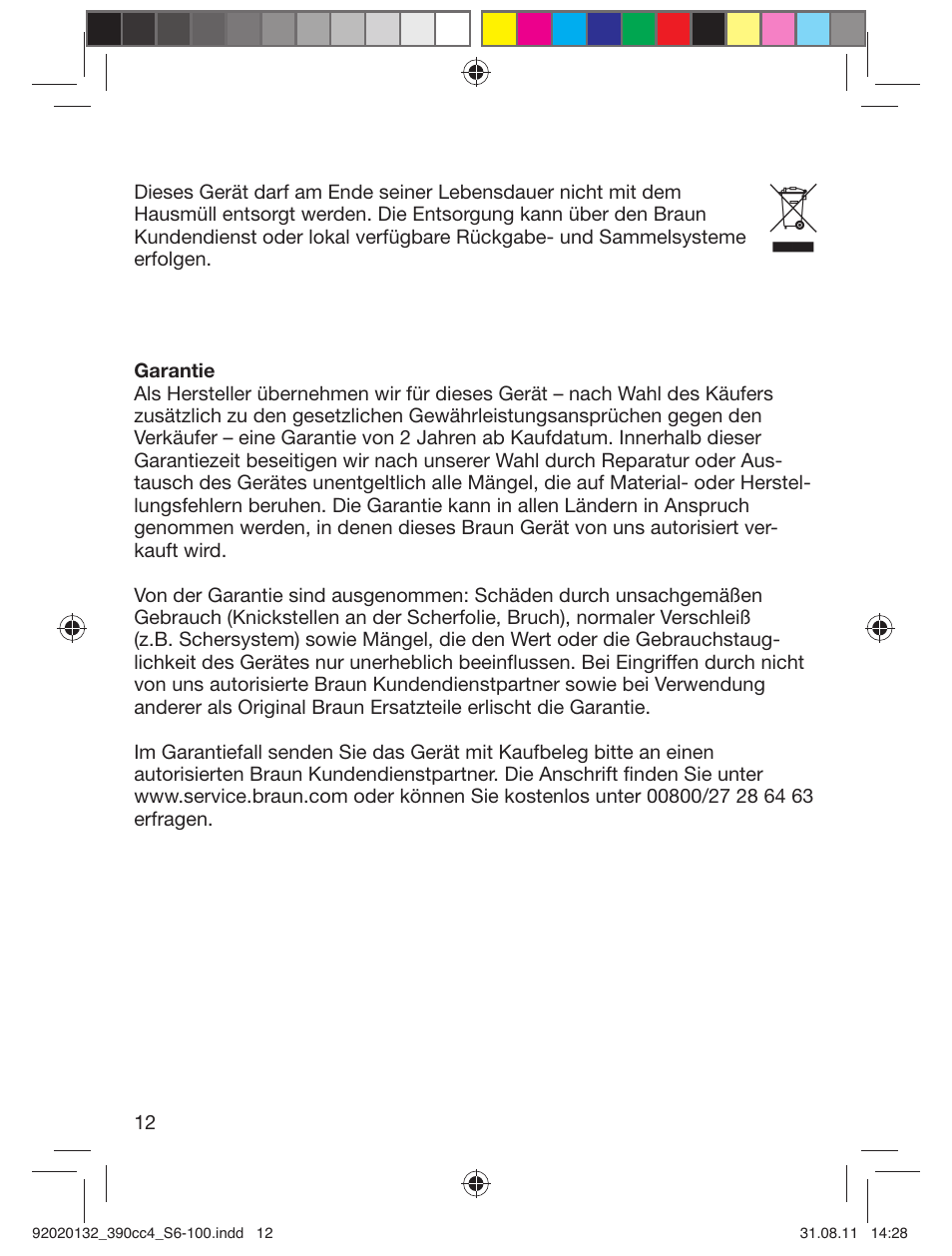 Braun 350cc-4 Series 3  EU User Manual | Page 12 / 98