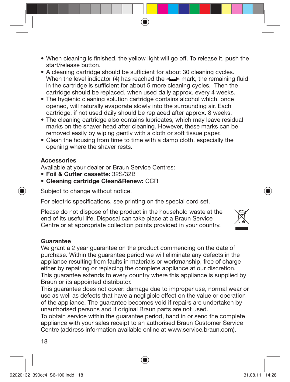 Braun 350cc-4 Series 3  EU User Manual | Page 18 / 98