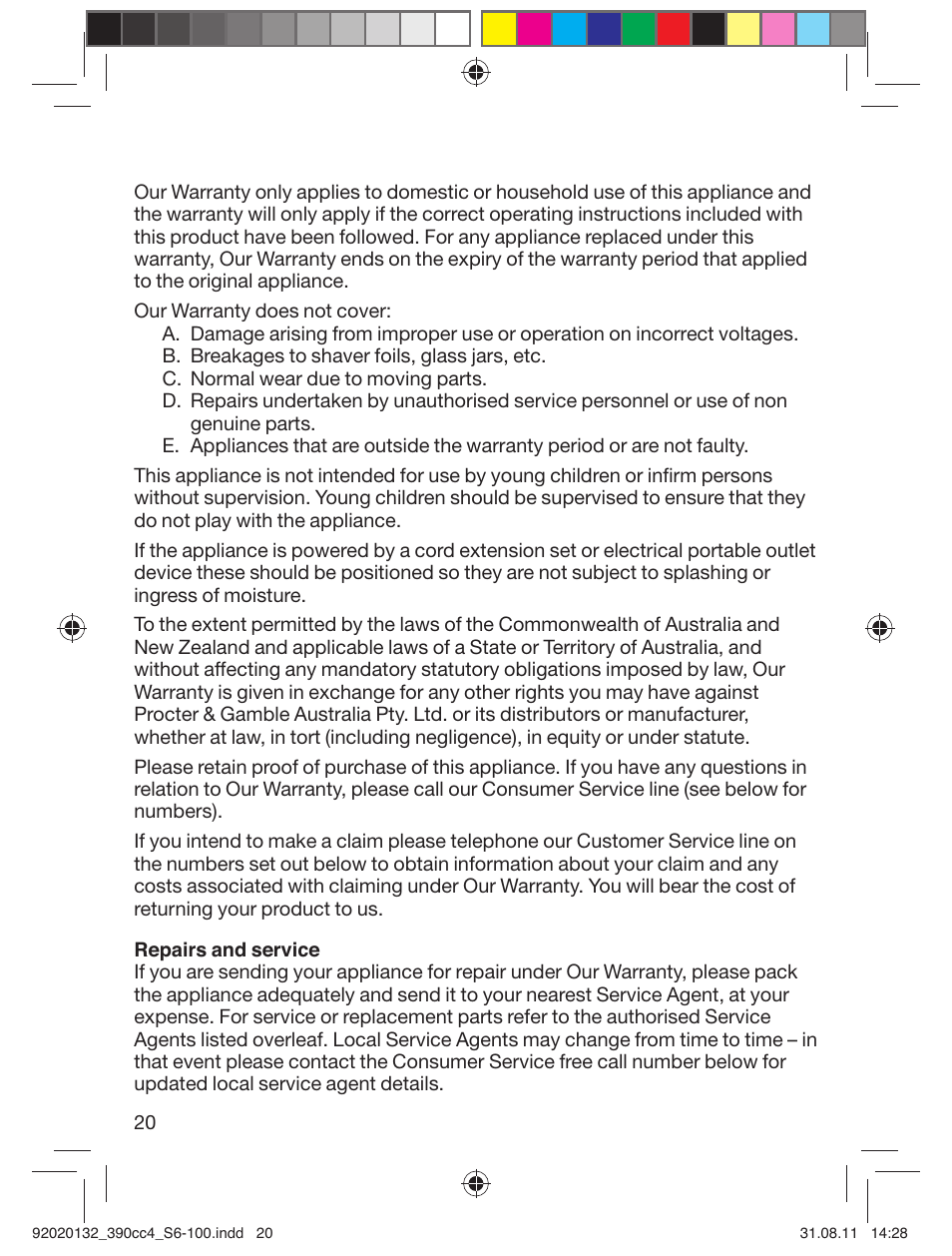 Braun 350cc-4 Series 3  EU User Manual | Page 20 / 98