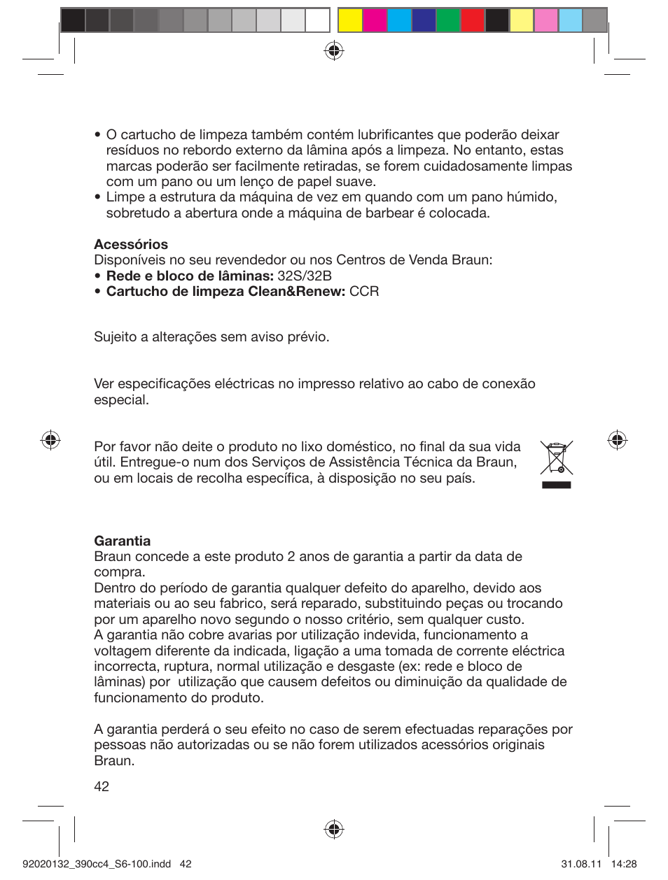 Braun 350cc-4 Series 3  EU User Manual | Page 42 / 98