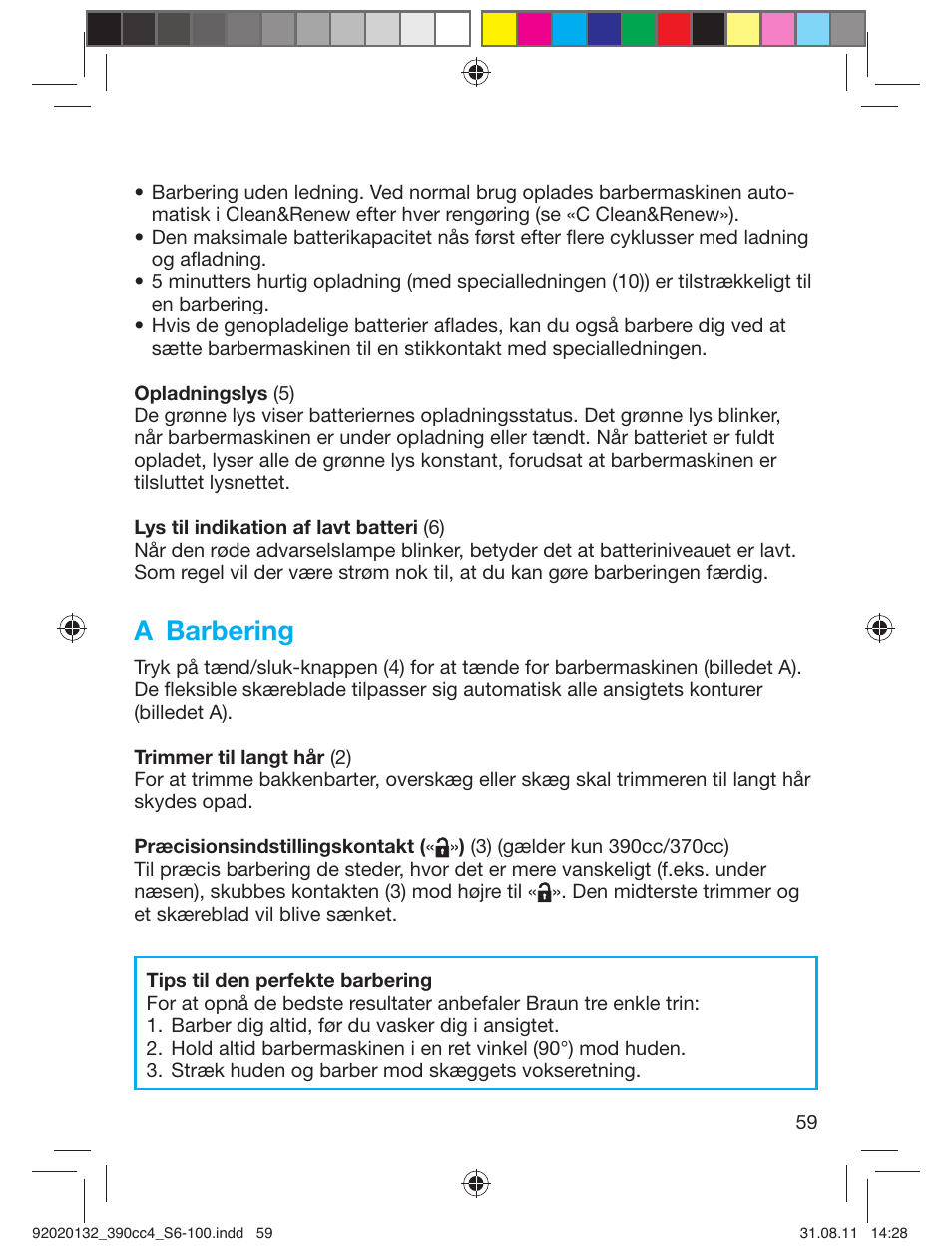 A barbering | Braun 350cc-4 Series 3  EU User Manual | Page 59 / 98