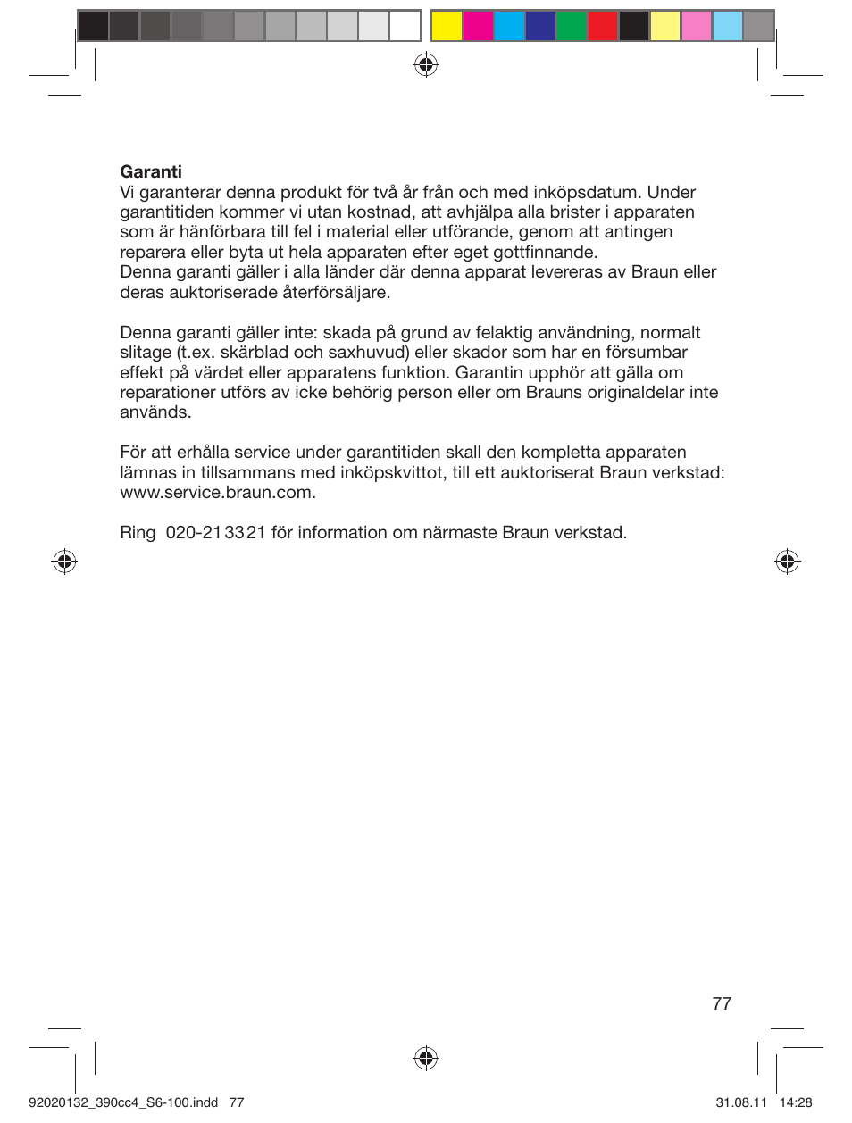 Braun 350cc-4 Series 3  EU User Manual | Page 77 / 98
