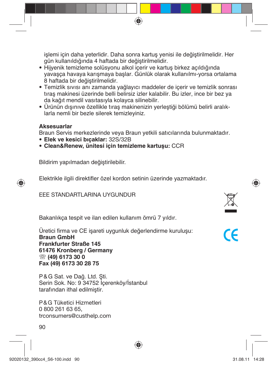 Braun 350cc-4 Series 3  EU User Manual | Page 90 / 98