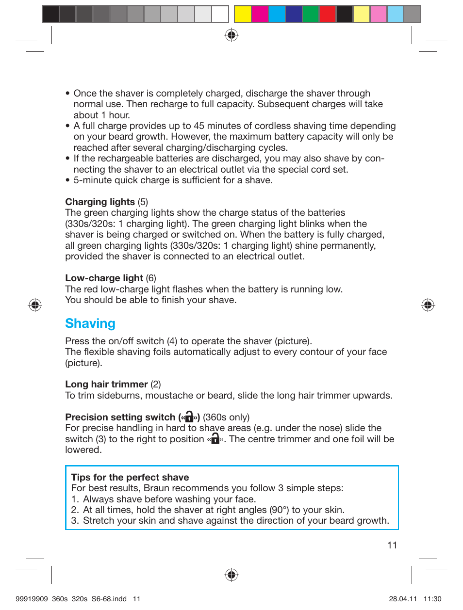 Shaving | Braun 360s-4 Series 3 User Manual | Page 10 / 65