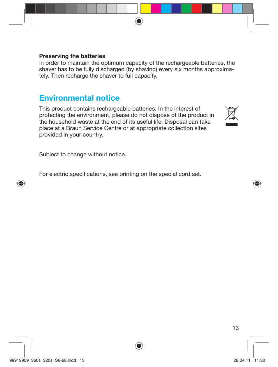 Environmental notice | Braun 360s-4 Series 3 User Manual | Page 12 / 65