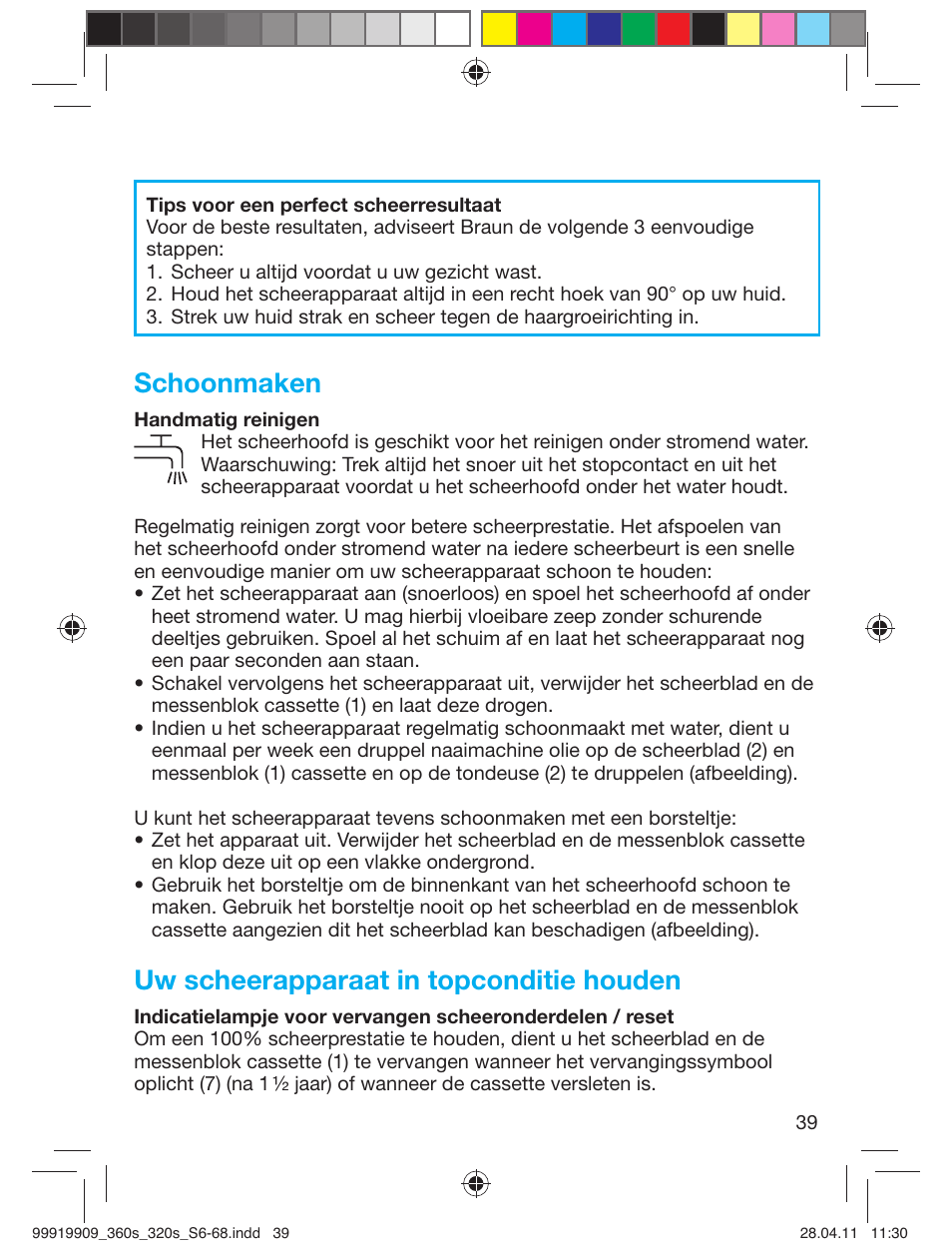 Schoonmaken, Uw scheerapparaat in topconditie houden | Braun 360s-4 Series 3 User Manual | Page 38 / 65