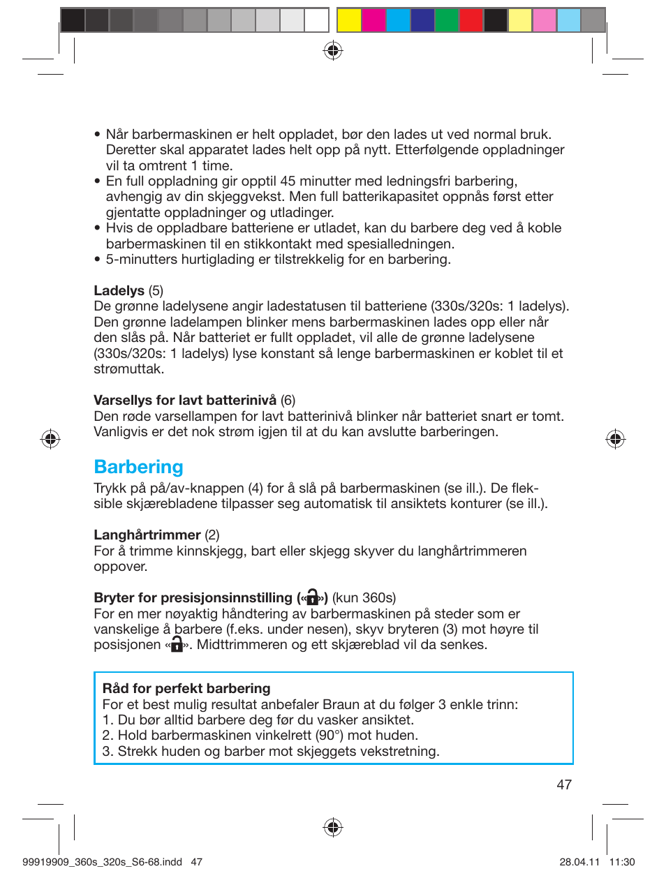 Barbering | Braun 360s-4 Series 3 User Manual | Page 46 / 65