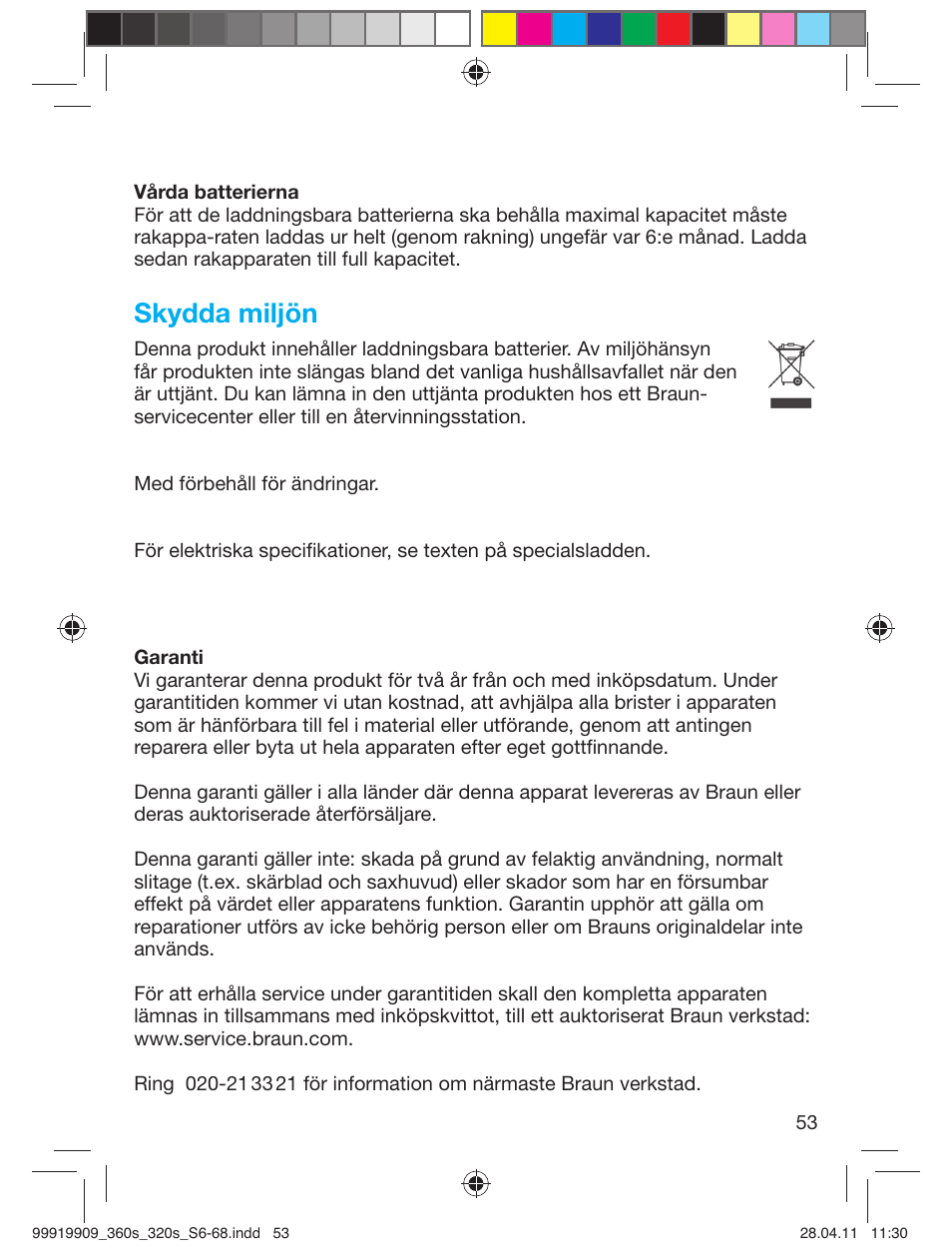 Skydda miljön | Braun 360s-4 Series 3 User Manual | Page 52 / 65