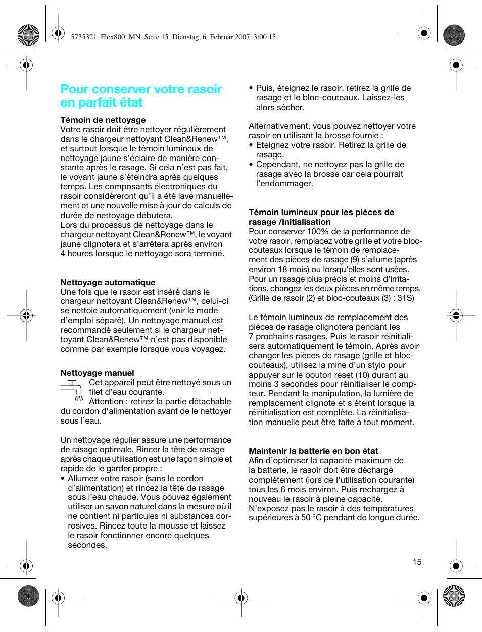 Pour conserver votre rasoir en parfait état | Braun 390cc-5735 Series 3 User Manual | Page 14 / 57
