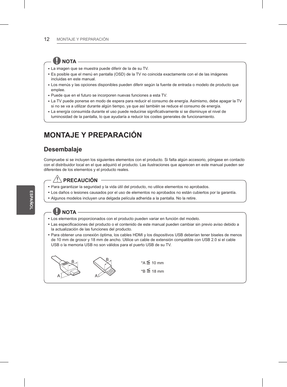 Montaje y preparación, Desembalaje | LG 60PB660V User Manual | Page 141 / 263