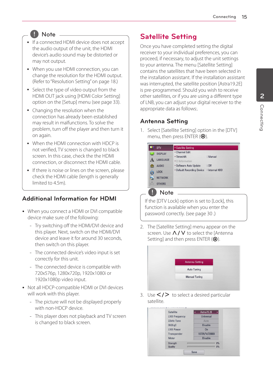 Satellite setting | LG HR925S User Manual | Page 15 / 94