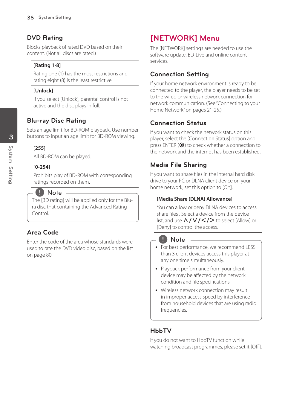 Network] menu, 36 – [network] menu | LG HR925S User Manual | Page 36 / 94