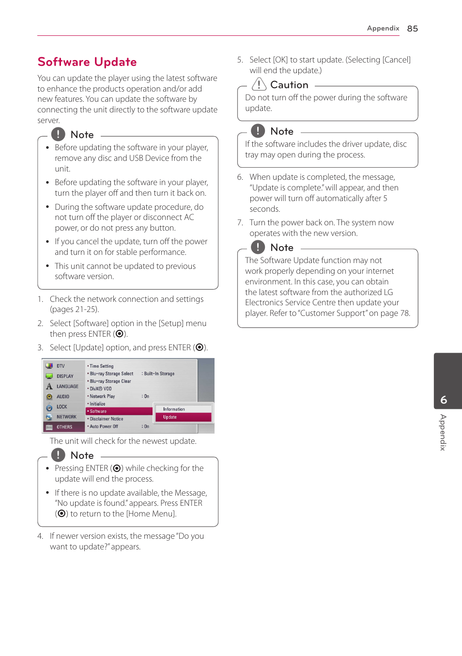 Software update, 85 – software update | LG HR925S User Manual | Page 85 / 94