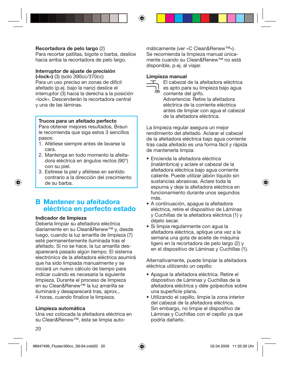 Braun 390cc-5772 Series 3 EU User Manual | Page 20 / 64