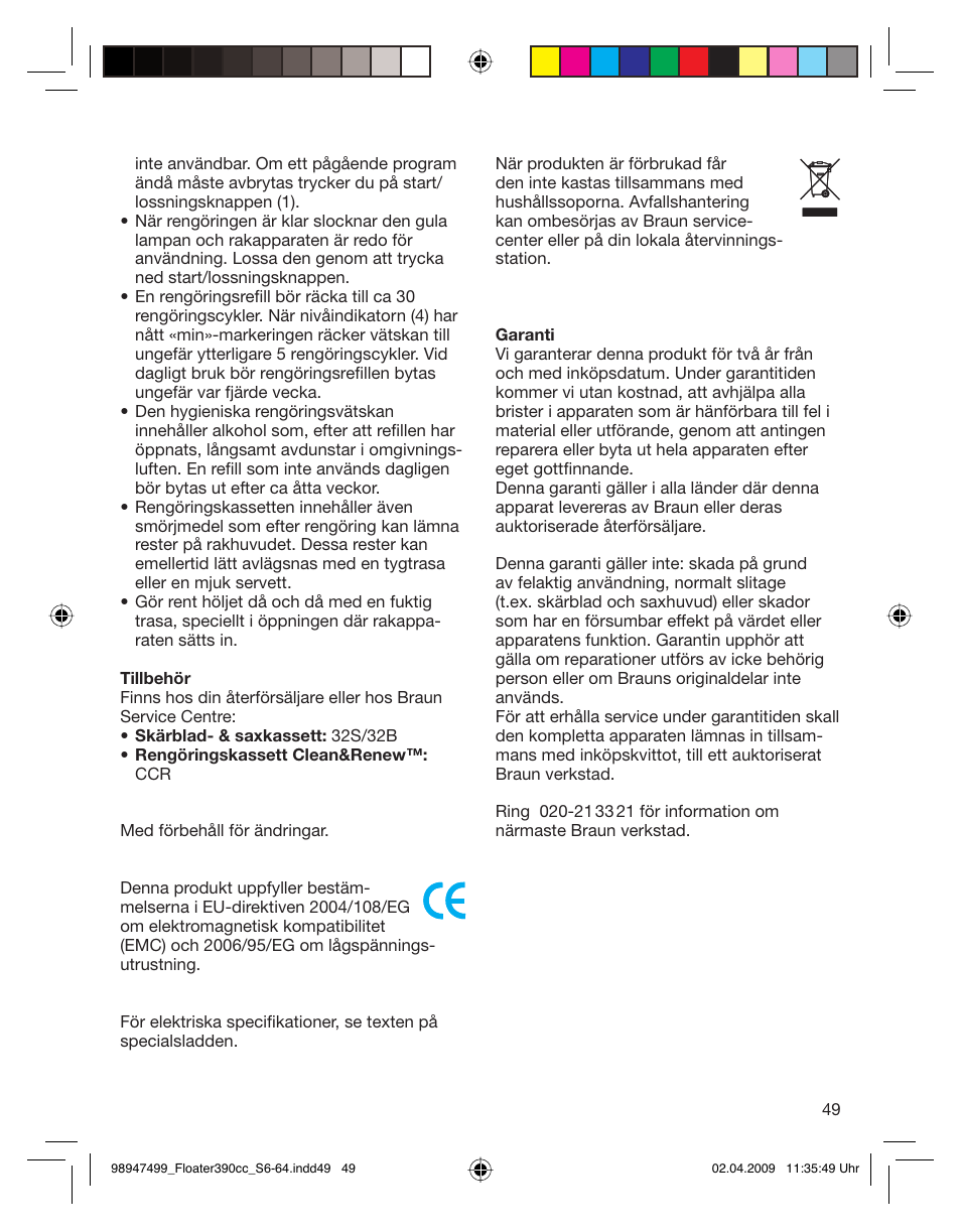 Braun 390cc-5772 Series 3 EU User Manual | Page 49 / 64