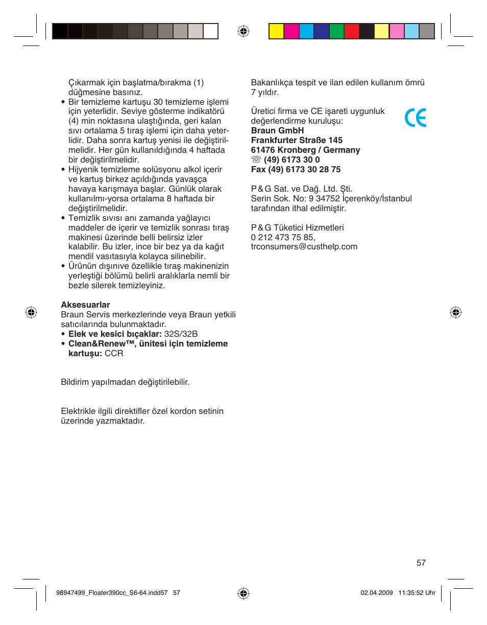 Braun 390cc-5772 Series 3 EU User Manual | Page 57 / 64