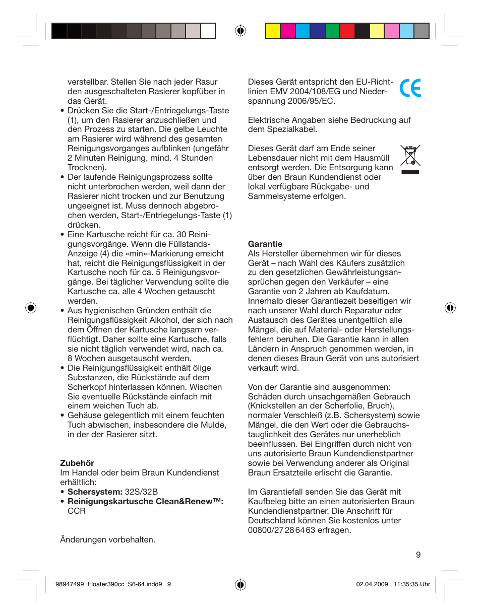 Braun 390cc-5772 Series 3 EU User Manual | Page 9 / 64