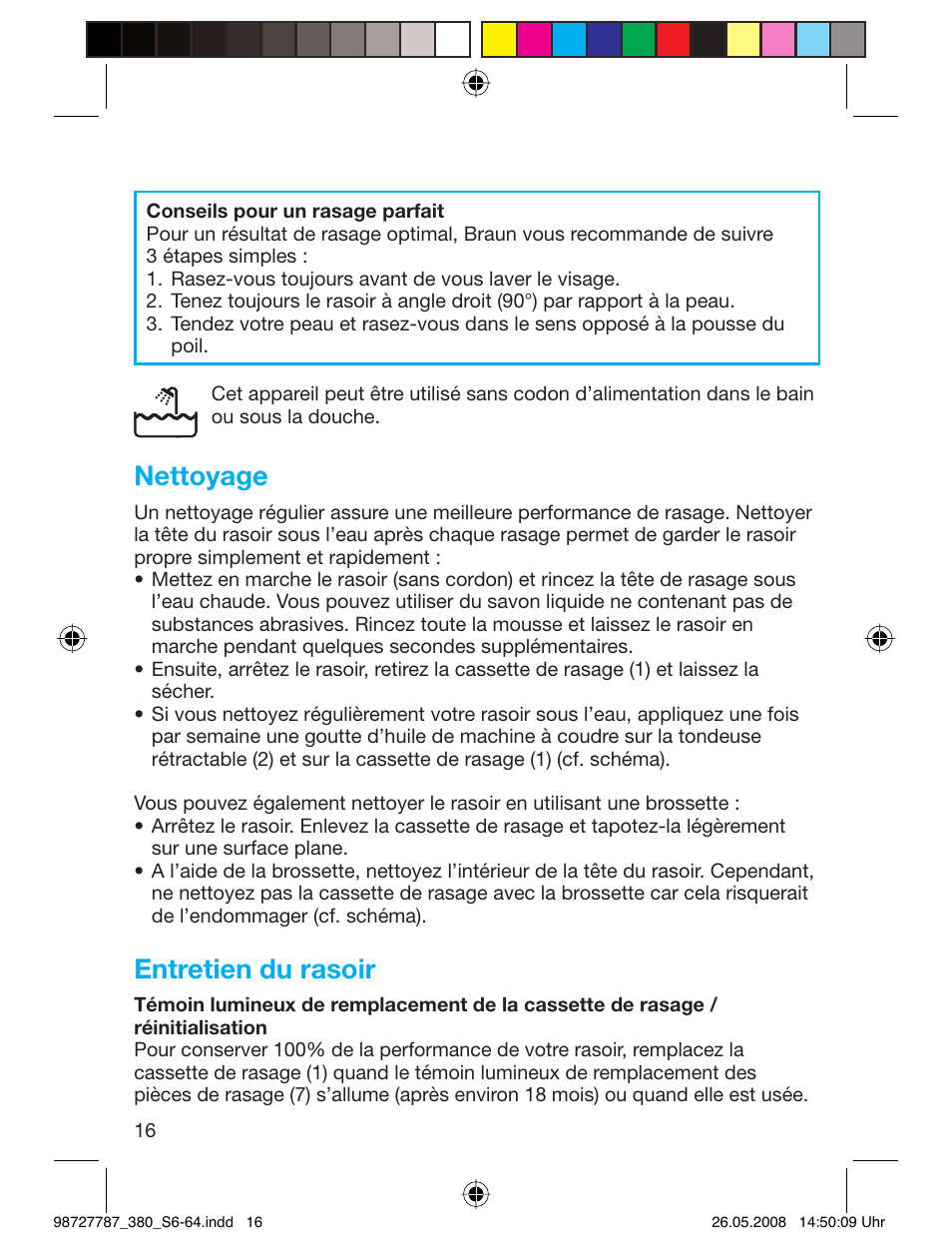 Nettoyage, Entretien du rasoir | Braun 380-5773 Series 3 User Manual | Page 15 / 61