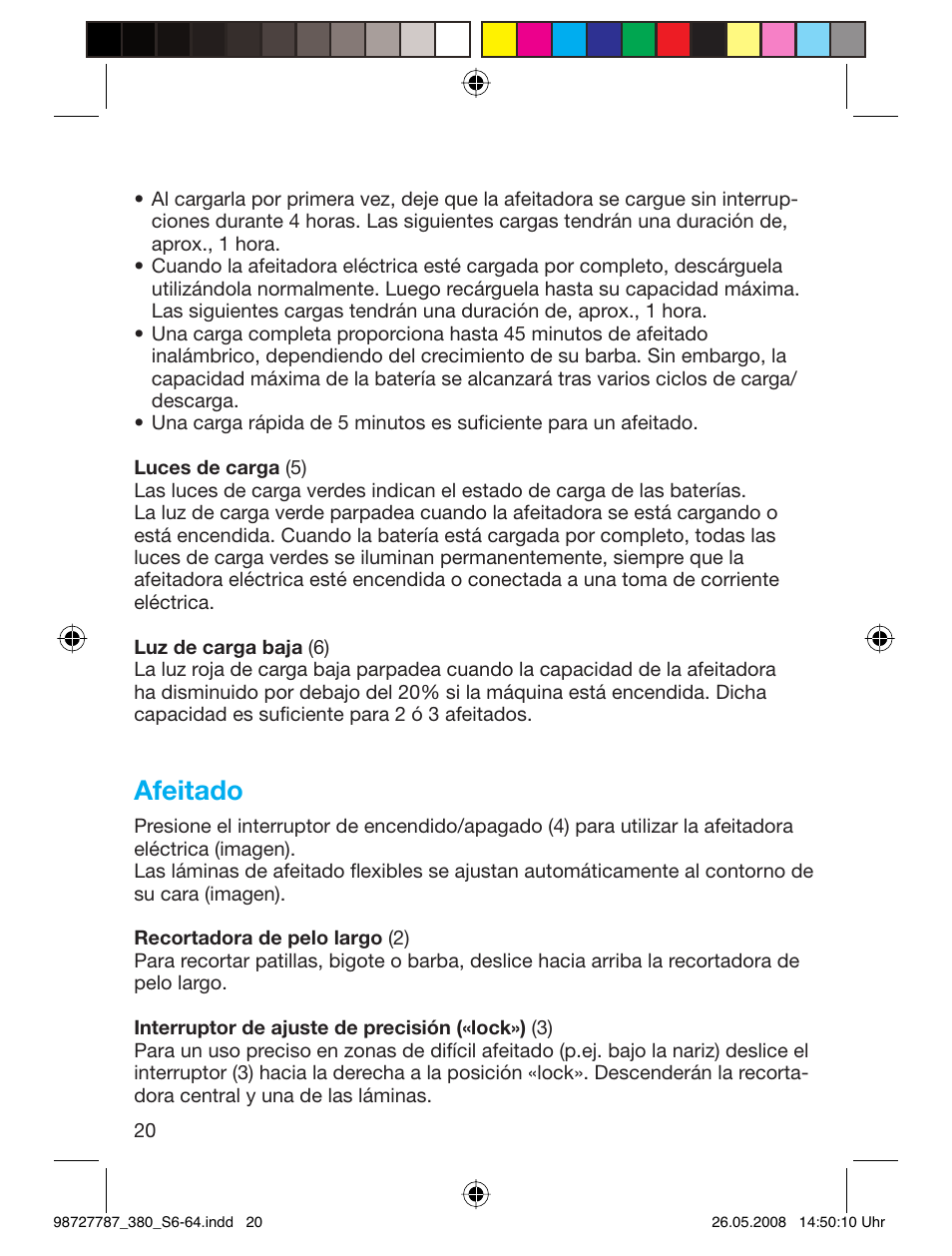 Afeitado | Braun 380-5773 Series 3 User Manual | Page 19 / 61