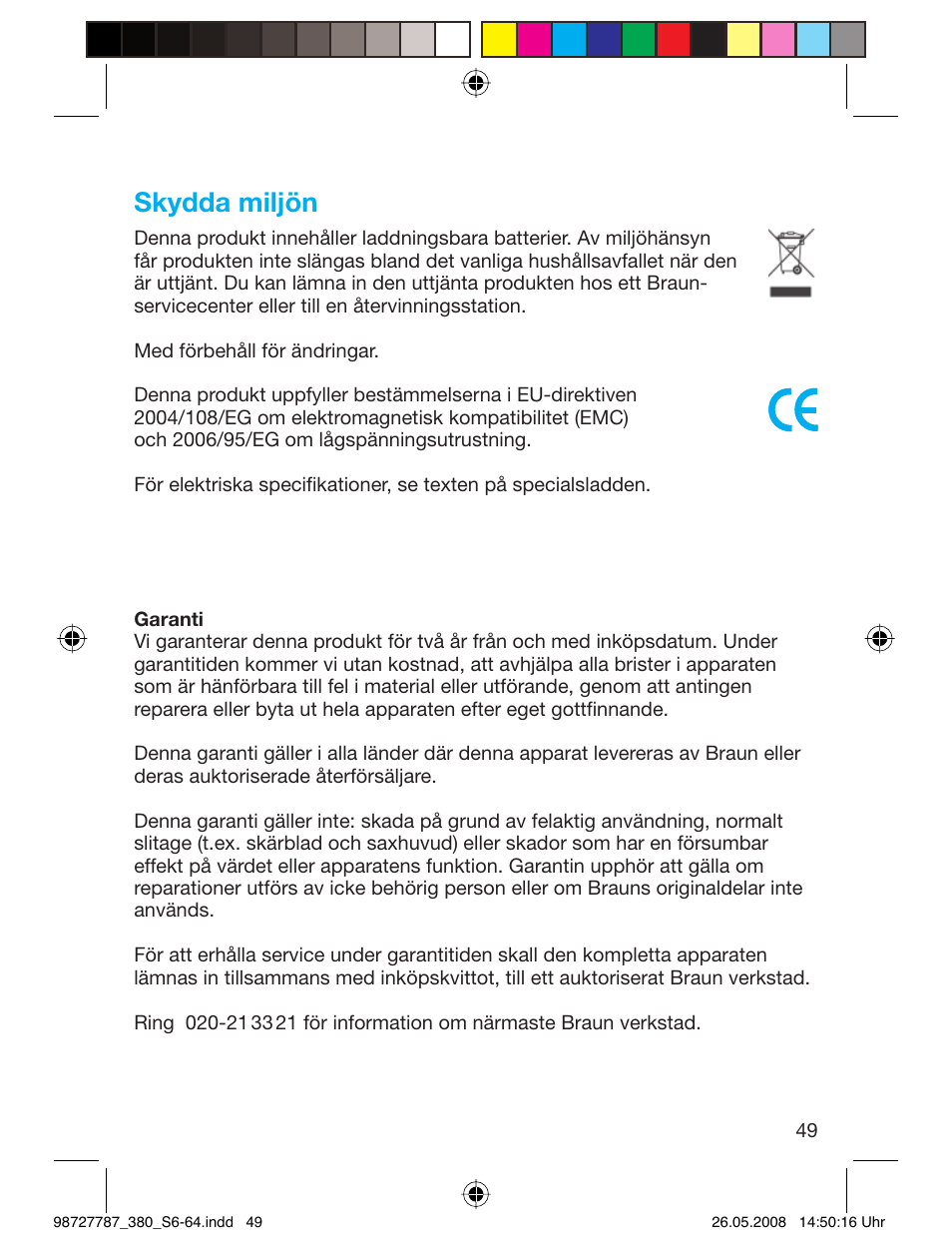 Skydda miljön | Braun 380-5773 Series 3 User Manual | Page 48 / 61