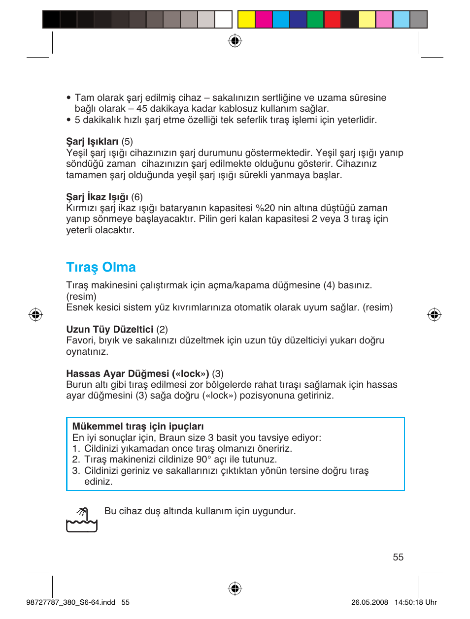 Tıraş olma | Braun 380-5773 Series 3 User Manual | Page 54 / 61
