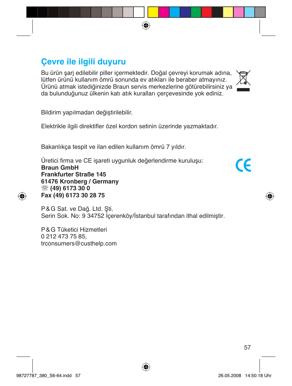 Çevre ile ilgili duyuru | Braun 380-5773 Series 3 User Manual | Page 56 / 61